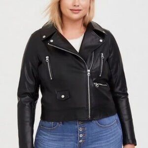 Torrid Black Faux Leather Moto Jacket size 1X